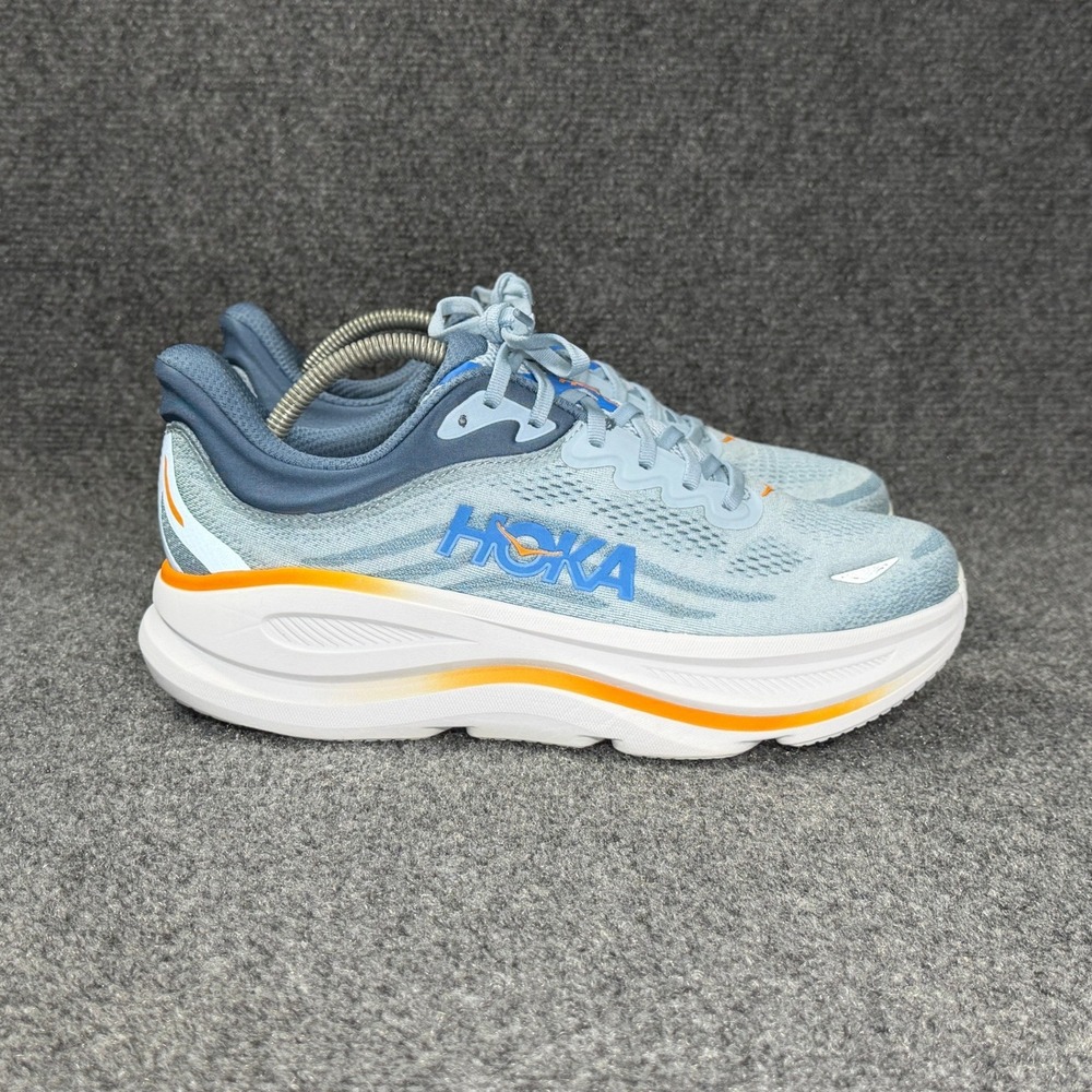 Hoka Bondi 9 Running Shoes Men's 9EE Drizzle Downpour Blue Orange Athletic Run